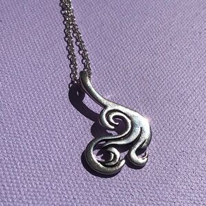 Ocean Swirl Water Spiral Silver Necklace